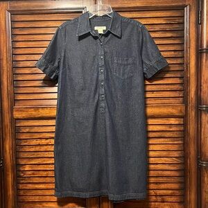 Eddie Bauer Dark Blue Chambray Casual Button Down Shirt Dress. Size XL Petite